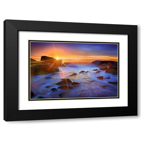 Biddeford Sunrise Black Modern Wood Framed Art Print with Double Matting by Zephyr, Patrick
