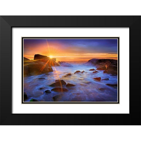 Biddeford Sunrise Black Modern Wood Framed Art Print with Double Matting by Zephyr, Patrick