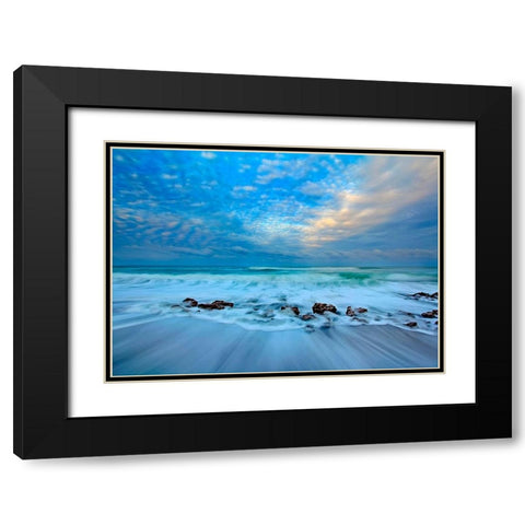 Ocean Surf Black Modern Wood Framed Art Print with Double Matting by Zephyr, Patrick