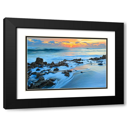 Painted Ocean Black Modern Wood Framed Art Print with Double Matting by Zephyr, Patrick