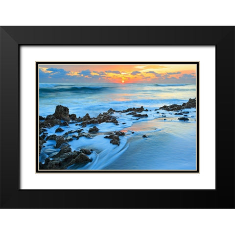 Painted Ocean Black Modern Wood Framed Art Print with Double Matting by Zephyr, Patrick