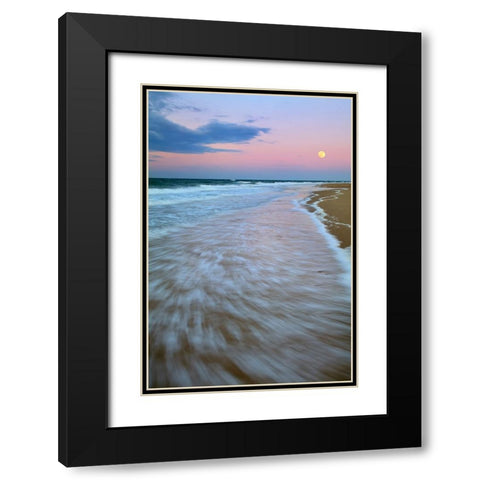 Cape Cod Moonset Black Modern Wood Framed Art Print with Double Matting by Zephyr, Patrick