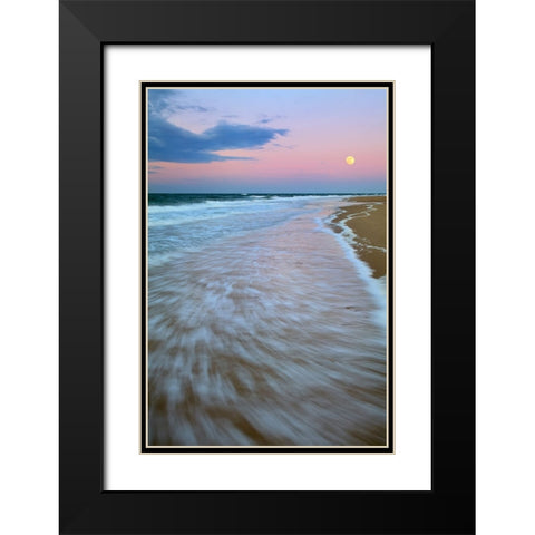 Cape Cod Moonset Black Modern Wood Framed Art Print with Double Matting by Zephyr, Patrick