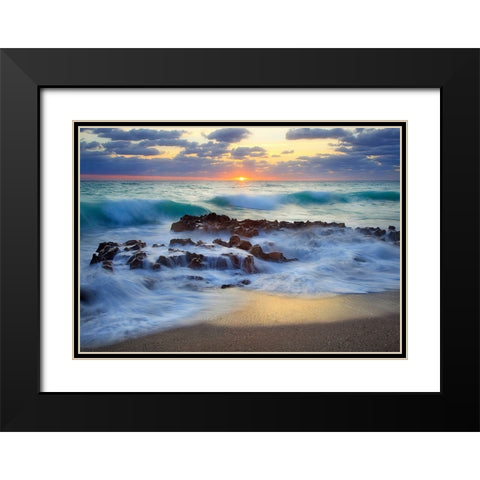 Soft Sunrise Black Modern Wood Framed Art Print with Double Matting by Zephyr, Patrick