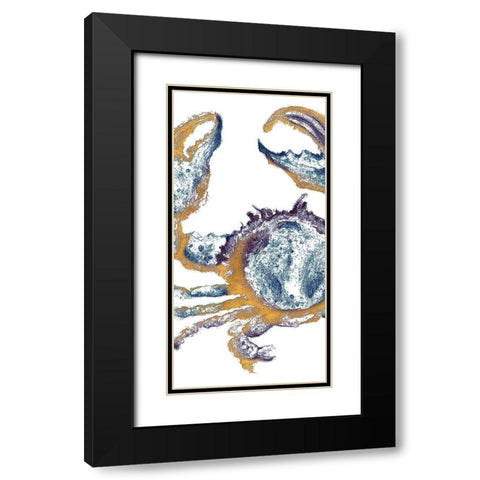 Surf Side Golden Blue Crab Black Modern Wood Framed Art Print with Double Matting by Pinto, Patricia