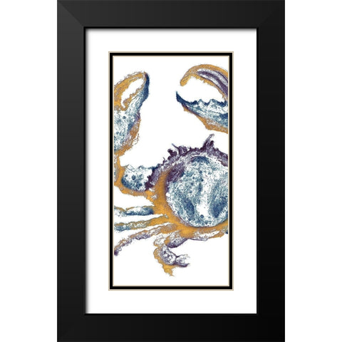 Surf Side Golden Blue Crab Black Modern Wood Framed Art Print with Double Matting by Pinto, Patricia