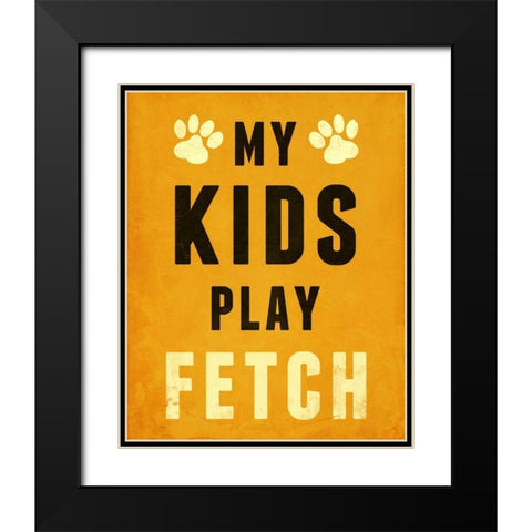 Paw Kids V Black Modern Wood Framed Art Print with Double Matting by SD Graphics Studio