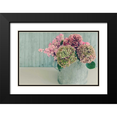 Blossoming Water Can Black Modern Wood Framed Art Print with Double Matting by Gardner, Sarah