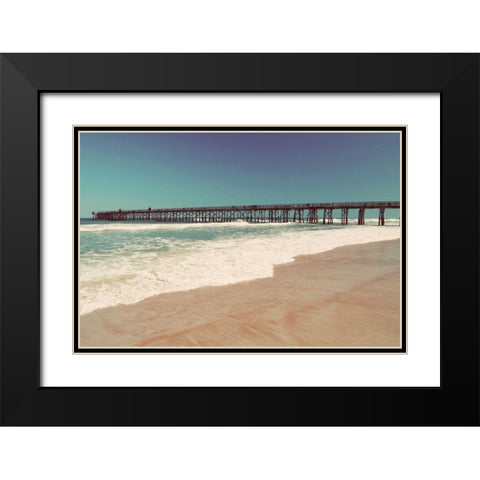 Beach Pier Black Modern Wood Framed Art Print with Double Matting by Peck, Gail