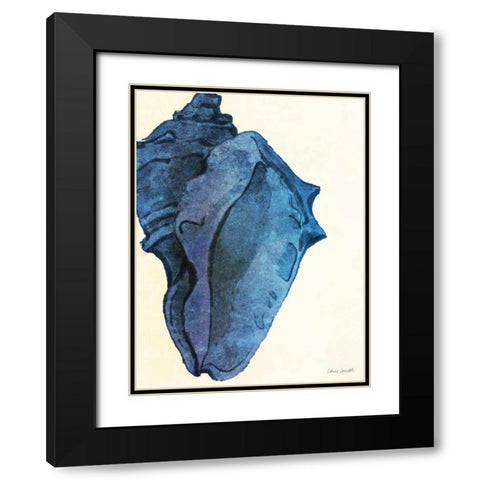 Blue Shell II Black Modern Wood Framed Art Print with Double Matting by Loreth, Lanie