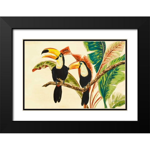 Tropical Toucans I Black Modern Wood Framed Art Print with Double Matting by Baliko, Linda