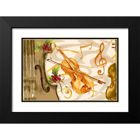 Christmas Music II Black Modern Wood Framed Art Print with Double Matting by Gaynor, Janice