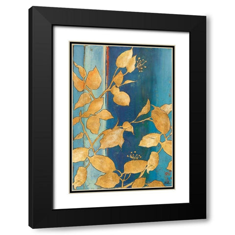 Golden Blue Black Modern Wood Framed Art Print with Double Matting by Pinto, Patricia