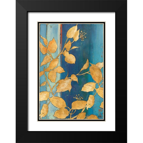 Golden Blue Black Modern Wood Framed Art Print with Double Matting by Pinto, Patricia