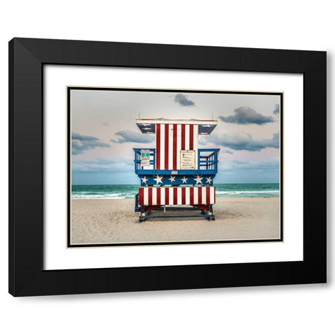 Stars and Stripes Black Modern Wood Framed Art Print with Double Matting by Lake, Shelley