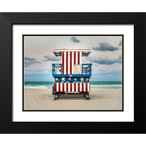Stars and Stripes Black Modern Wood Framed Art Print with Double Matting by Lake, Shelley