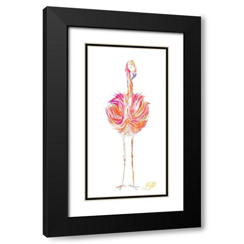 Punchy Flamingo I Black Modern Wood Framed Art Print with Double Matting by DeRice, Julie