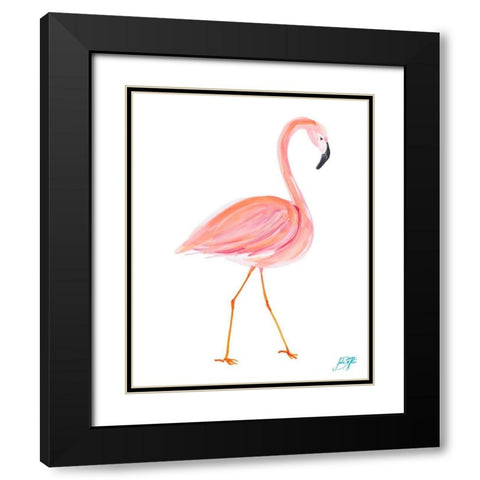Flamingo Walk I Black Modern Wood Framed Art Print with Double Matting by DeRice, Julie