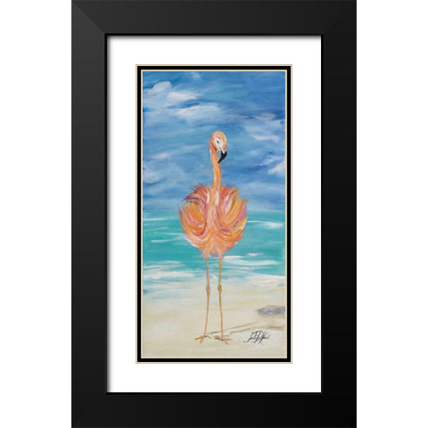 Flamingo I Black Modern Wood Framed Art Print with Double Matting by DeRice, Julie