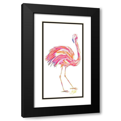 Punchy Flamingo II Black Modern Wood Framed Art Print with Double Matting by DeRice, Julie