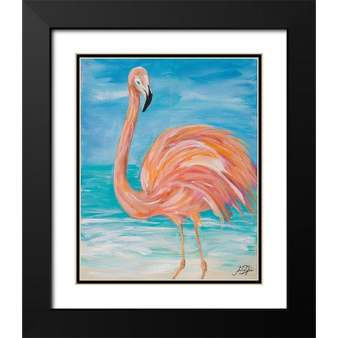 Flamingo Close up Black Modern Wood Framed Art Print with Double Matting by DeRice, Julie