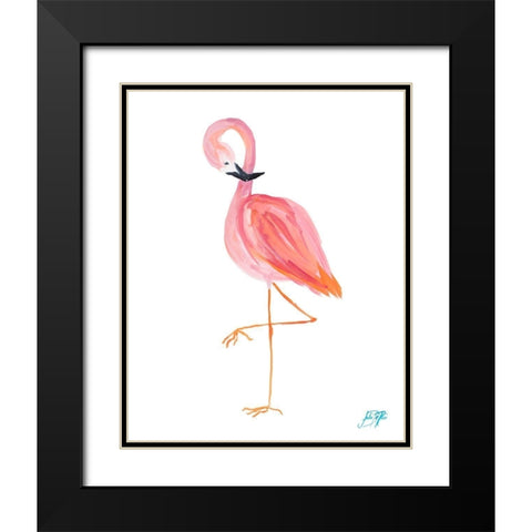 Flamingo Walk II Black Modern Wood Framed Art Print with Double Matting by DeRice, Julie
