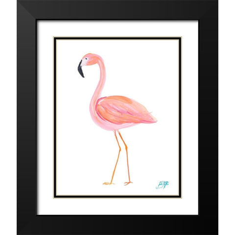 Flamingo Walk III Black Modern Wood Framed Art Print with Double Matting by DeRice, Julie