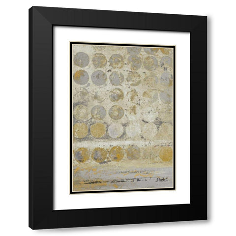 Dots on Gold I Black Modern Wood Framed Art Print with Double Matting by Pinto, Patricia