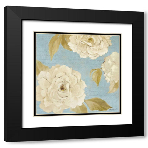 Scripted Poetic Peonies II Black Modern Wood Framed Art Print with Double Matting by Loreth, Lanie