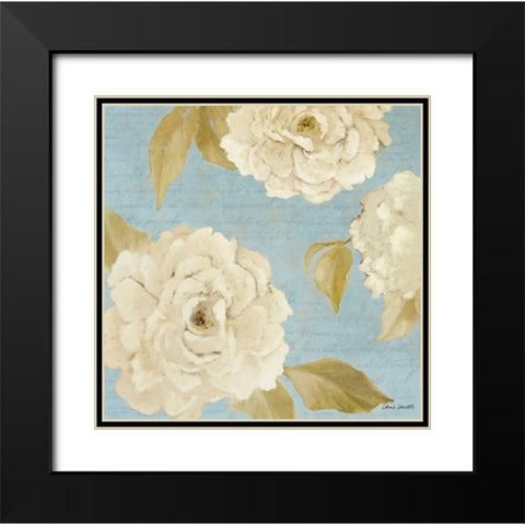 Scripted Poetic Peonies II Black Modern Wood Framed Art Print with Double Matting by Loreth, Lanie