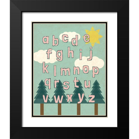 Forest Letters Black Modern Wood Framed Art Print with Double Matting by SD Graphics Studio