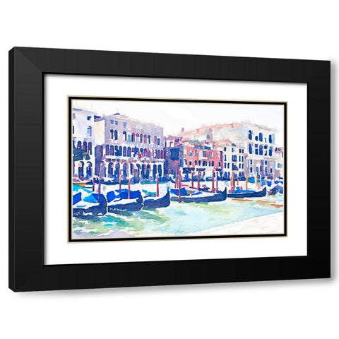 On the Grande Canal Black Modern Wood Framed Art Print with Double Matting by Navas, Emily
