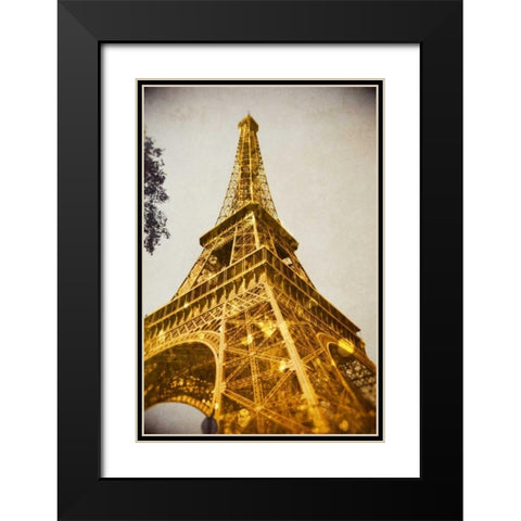 Glittery Paris Black Modern Wood Framed Art Print with Double Matting by Navas, Emily