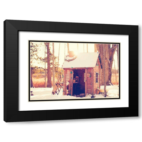 Santas Workshop Black Modern Wood Framed Art Print with Double Matting by Poynter, Kelly