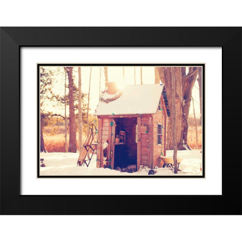 Santas Workshop Black Modern Wood Framed Art Print with Double Matting by Poynter, Kelly