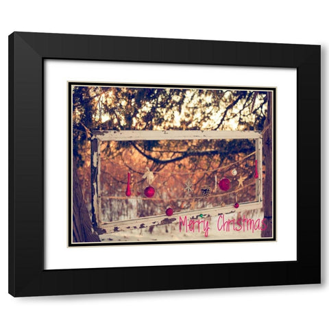 Merry Christmas Ornaments Black Modern Wood Framed Art Print with Double Matting by Poynter, Kelly