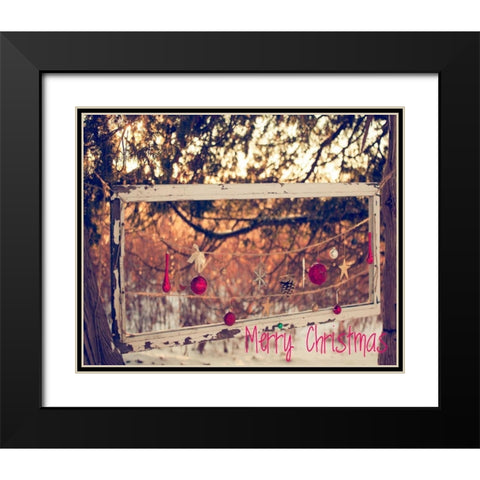 Merry Christmas Ornaments Black Modern Wood Framed Art Print with Double Matting by Poynter, Kelly
