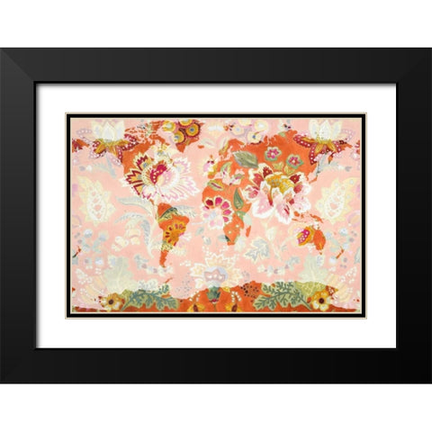 Botanica World Map Black Modern Wood Framed Art Print with Double Matting by Loreth, Lanie