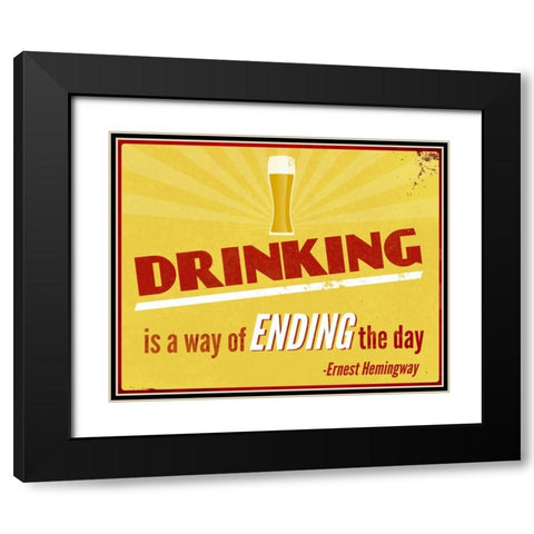 Drinking Inspiration II Black Modern Wood Framed Art Print with Double Matting by SD Graphics Studio
