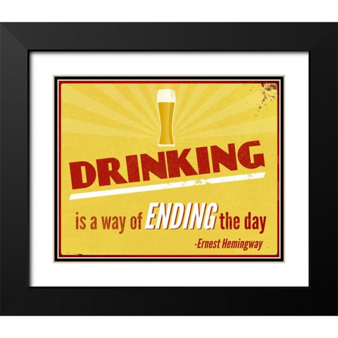Drinking Inspiration II Black Modern Wood Framed Art Print with Double Matting by SD Graphics Studio