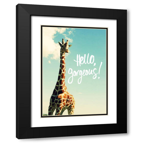 Hello Gorgeous Giraffe Black Modern Wood Framed Art Print with Double Matting by Bryant, Susan