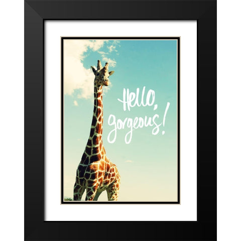 Hello Gorgeous Giraffe Black Modern Wood Framed Art Print with Double Matting by Bryant, Susan