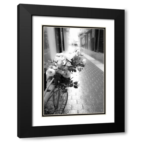 Flower Bike Black Modern Wood Framed Art Print with Double Matting by Acosta