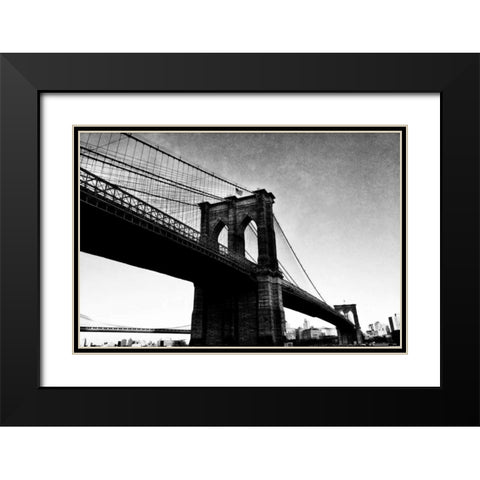 Bridge of Brooklyn BW I Black Modern Wood Framed Art Print with Double Matting by Acosta