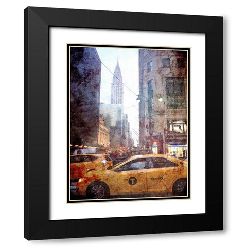 Rainy Madison Avenue Black Modern Wood Framed Art Print with Double Matting by Acosta