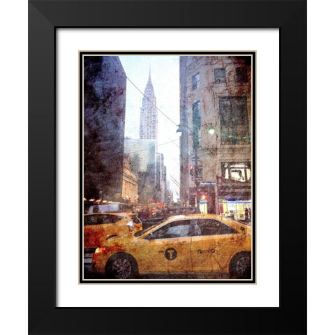 Rainy Madison Avenue Black Modern Wood Framed Art Print with Double Matting by Acosta