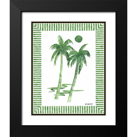 Green Palms I Black Modern Wood Framed Art Print with Double Matting by Biscardi, Nicholas