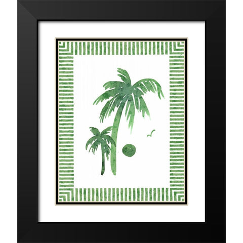 Green Palms II Black Modern Wood Framed Art Print with Double Matting by Biscardi, Nicholas