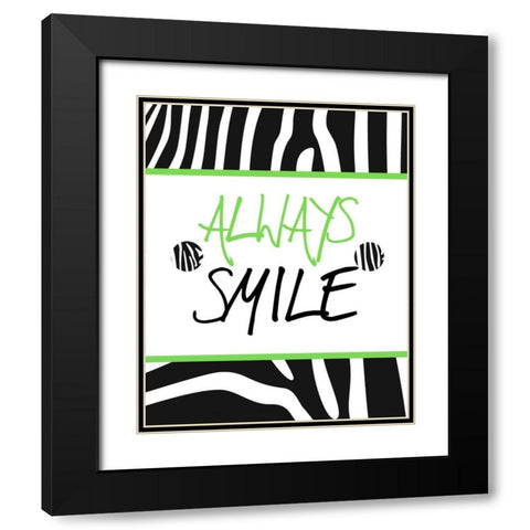 Green Zebra Sayings I Black Modern Wood Framed Art Print with Double Matting by SD Graphics Studio