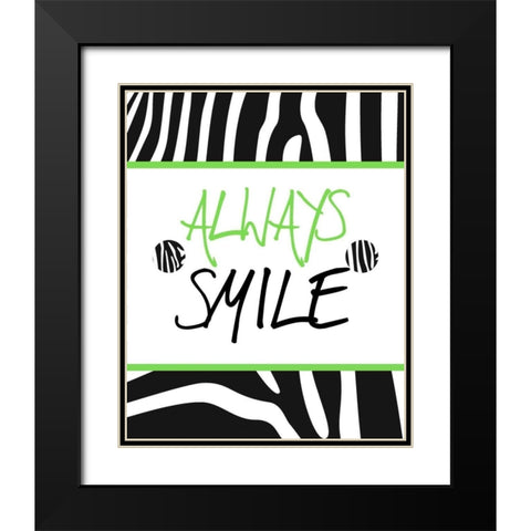 Green Zebra Sayings I Black Modern Wood Framed Art Print with Double Matting by SD Graphics Studio